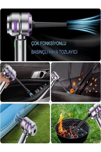 DEANB 17000PA 120w 6000mah Vakumlu Üfemeli Araç Içi El Süpürgesi Kablosuz Taşınabilir Şarjlı Mini Süpürge - 6
