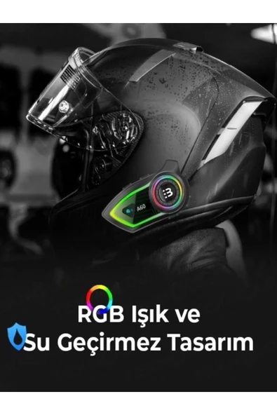 DEANB A-60 Ip67 Su Geçirmez Renkli Rgb Hd Stereo Ses 5.3 Bluetooth Interkom Kask Kulaklığı - Resim 6