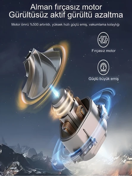DEANB AHV 8in1 Kablosuz 16000PA Araç Ev Ofis İçi Mini Süpürge 6000mAh Şarjlı Vakum + Üfleme - Resim 6