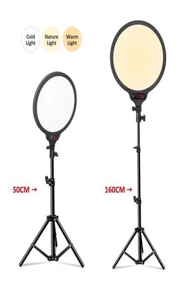 DEANB 36CM 360° Dönen LCD Göstergeli LED Işık - Fotoğraf ve Video Çekimleri İçin Filtreli ve Göz Korumalı - 6