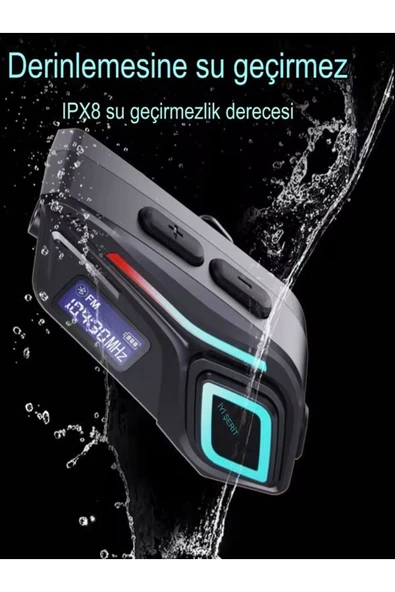 DEANB IP68 Su Geçirmez FM Radyolu Fenerli HD LCD Ekran İNTERKOM Bluetooth Motosiklet Kask Kulaklığı - 5