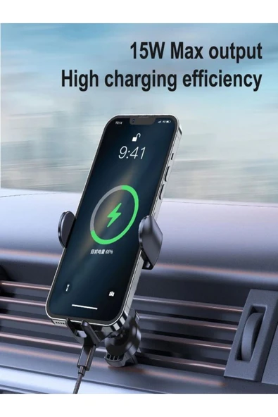DEANB 15watt Wireless Kablosuz Dokunmatik Tutacak Elektrikli Araç Içi Şarj Cihazı Telefon Tutucu Stand - 2