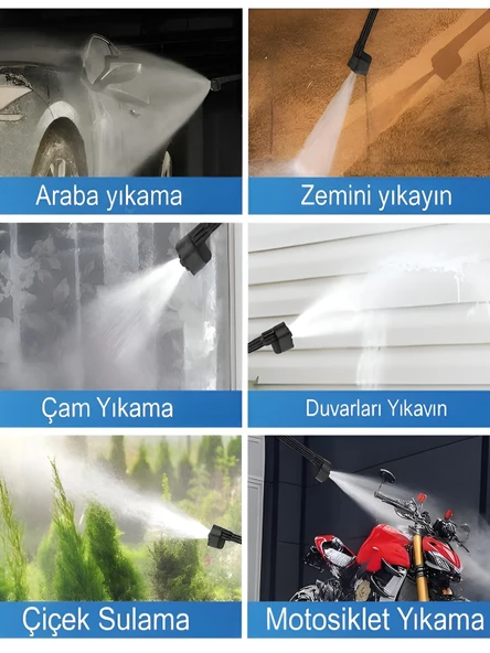 21V Şarjlı Araba Yıkama Makinesi 335PSI 18000RPM Çift Batarya 25000mAh Araç Tazyikli Su Pompası - Resim 2