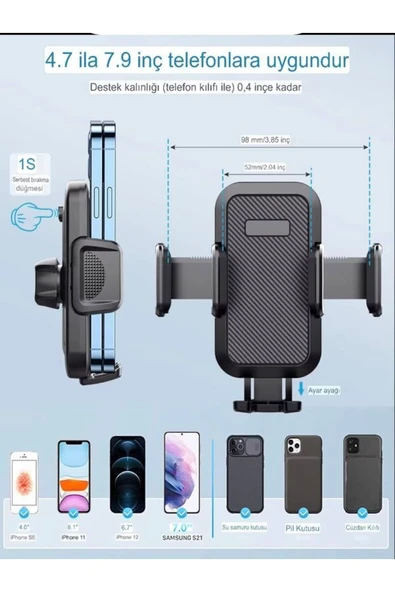 DEANB 360° Dönen Sarsıntı Önleyici Oto Aksesuar Araç Içi Telefon Tutucu Ayna Torpido Araba Telefon Tutacak - 4