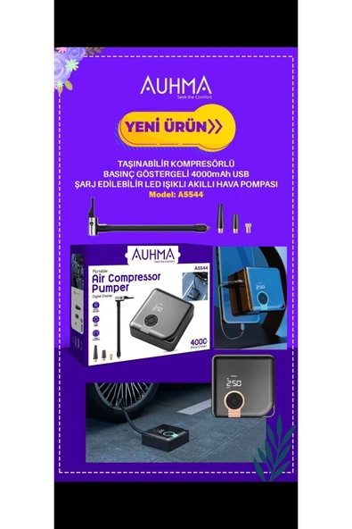 ÇELİKWORK Air Powerbank 4000mah Usb Şarj Edilebilir Akıllı Hava Pompası - Kompresör Led Gösterge Ve Işıklı - 8