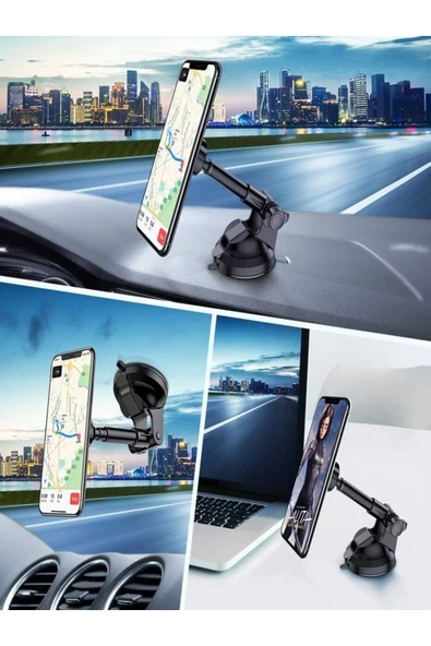 DEANB 360° Dönme Özellikli Strong Mıknatıslı Araç Içi Telefon Tutacağı Vantuzlu Sağlam Ve Pratik Tutacak - 6