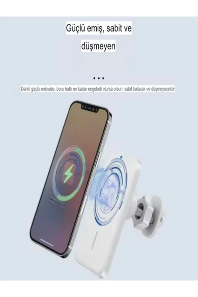 DEANB Aw2 2in1 Araç Içi Tutacak 15 Watt Wireless Magnetic Tutucu Şarj Standı - Araba Telefon Şarj Cihazı - 6