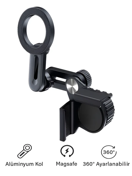 DEANB 360 Döner Manyetik Telefon Tutucu  Esnek Alüminyum Kol, Araç İçi Ayarlanabilir Stand ürün görseli 1