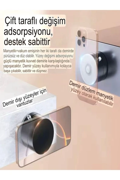 DEANB Magnetic Mıknatıslı Mekanizmalı Ev Ofis Araba Telefon Tutucu Stand Araç Içi Tutacak Oto Aksesuarları - 3