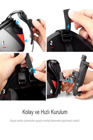 DEANB Motosiklet Telefon - Aksiyon Kamera Tutucu (4.0-6.9 İnç) – Motor Kask Aksesuarı Çene Montaj - 4