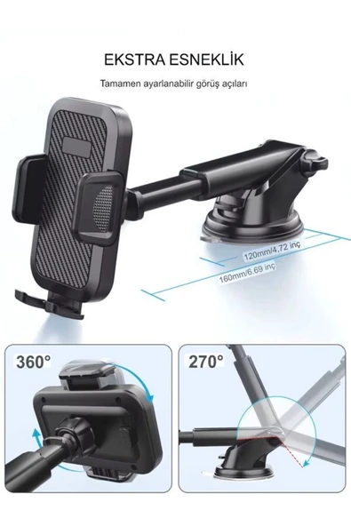 DEANB 360° Dönen Sarsıntı Önleyici Oto Aksesuar Araç Içi Telefon Tutucu Ayna Torpido Araba Telefon Tutacak - 3