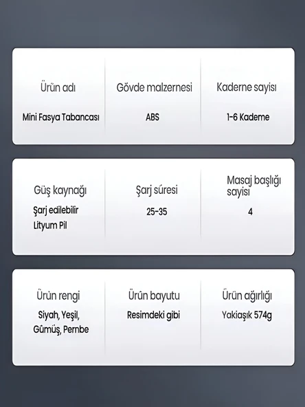 DEANB AMG017 Taşınabilir Sessiz Mini Masaj Aleti - 6 Hız Ayarlı, LCD Ekran, 3600RPM - Resim 5