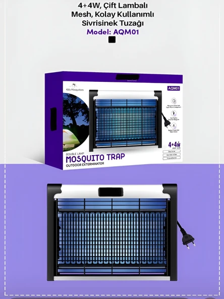 DEANB 8W Çift UVA Işık Elektrikli Sinek Öldürücü A Enerji Haşere Yok Edici Sivrisinek Kovucu Tuzak Lamba - Resim 8