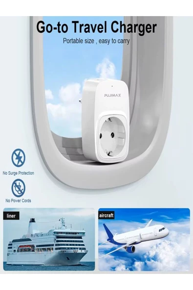 DEANB 3680W 2.4A 2xUSB 1xType-C 1xSoket Alman Akım Korumalı Saf Bakır Çoklu Kablosuz Duvar Prizi 1050J - 5