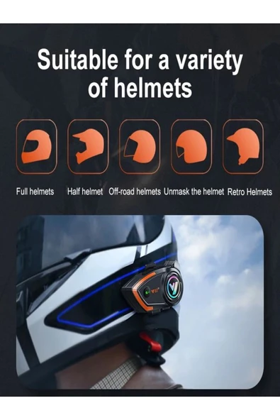 DEANB Y8002x Ip67 Su Geçirmez 2kişi 800metre Blueooth Interkom Motosiklet Kask Kulaklık - 6