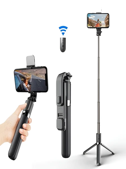 DEANB Bluetooth Kumandalı Tripod Telefon Tutuculu Selfie Çubuğu Telefon, Kamera, Lamba, Yayın Standı ürün görseli 1