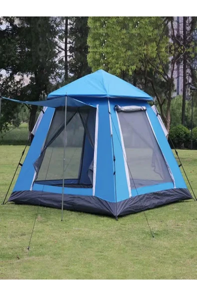 DEANB 240x240x160cm 6 Kişilik Taşınabilir UV Güneşlikli Rüzgar & Su Geçirmez Otomatik Kamp Çadırı - 1