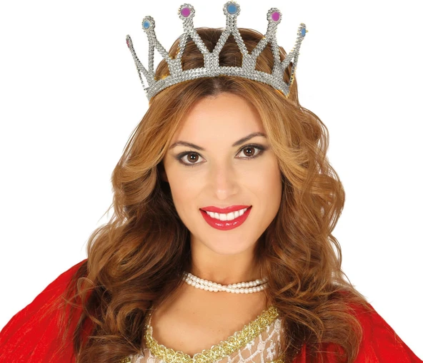 Rönesans Kostümlü Kraliyet Ortaçağ Gümüş Kraliçe Prenses Tacı ürün görseli