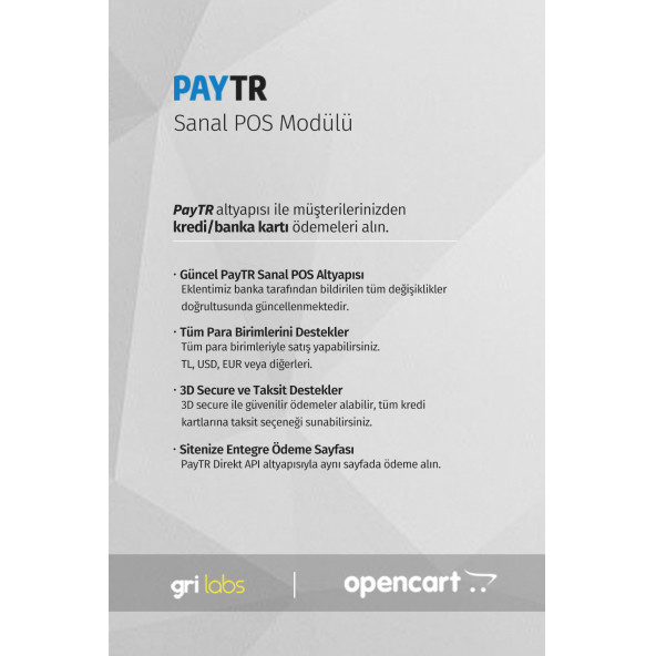 OpenCart - PayTR Sanal POS Modülü - 2