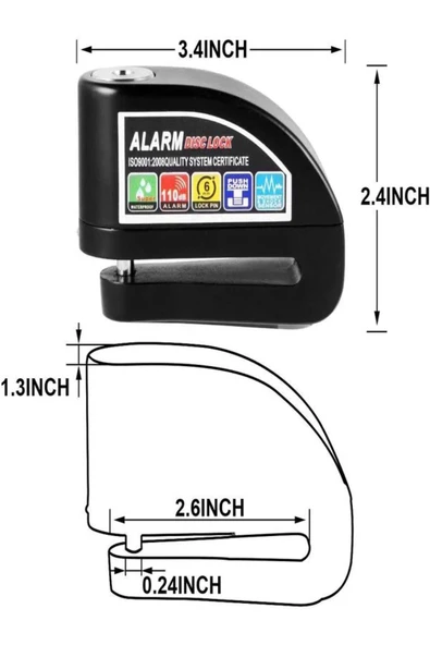 DEANB Alarmlı Disk Kilidi – Motosiklet Güvenlik Kilidi, 110db Alarm, Suya Dayanıklı, Çelik Pimli Kilit - Resim 8