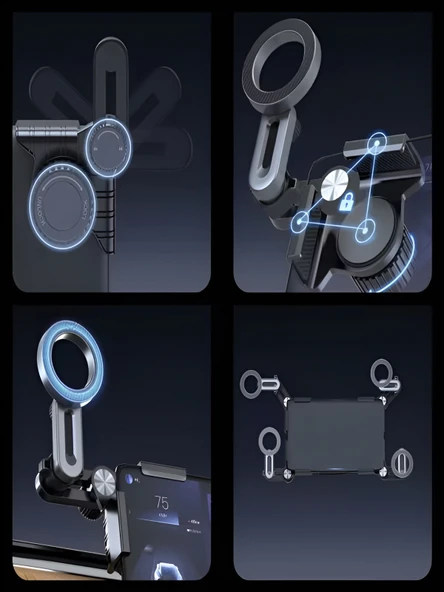 DEANB 360 Döner Manyetik Telefon Tutucu  Esnek Alüminyum Kol, Araç İçi Ayarlanabilir Stand - Resim 7