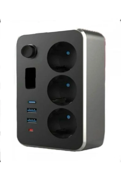 ÇELİKWORK Elektrik Sigortalı Akım Korumalı 2-usb 1-pd Type-c 3'lü Priz 2 Metre Kablo Anahtarlı Termal Korumalı