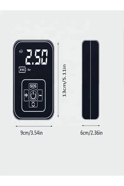 DEANB A55-56 PSI Destekli 3600mAh 50W LED Ekranlı Araba Motor Bisiklet Top Hava Kompresörü Powerbank - 8