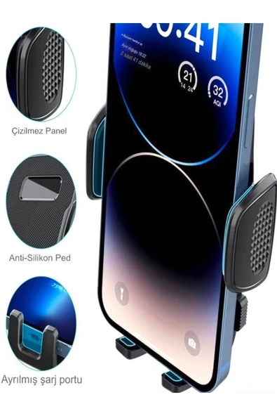 DEANB 2in1 Sarsıntı Önleyici Araç Telefon Tutucu - Ayna Ve Torpido Montajlı, 360° Dönen Vantuzlu Tutucu - 7
