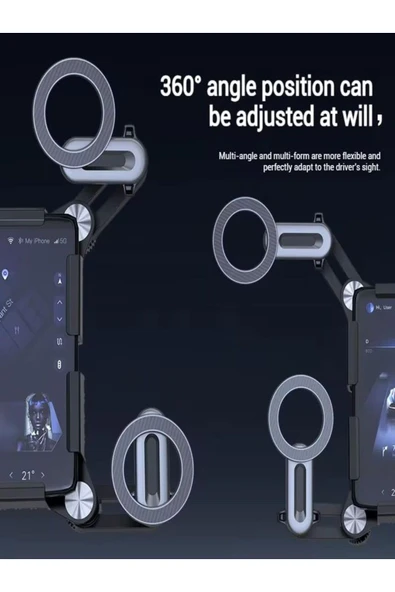 DEANB 360° Döner Manyetik Telefon Tutucu – Esnek Alüminyum Kol, Araç İçi Ayarlanabilir Stand - 6