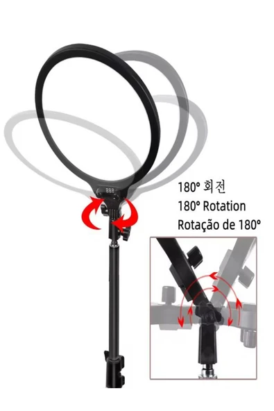 DEANB 36CM 360° Dönen LCD Göstergeli LED Işık - Fotoğraf ve Video Çekimleri İçin Filtreli ve Göz Korumalı - 5