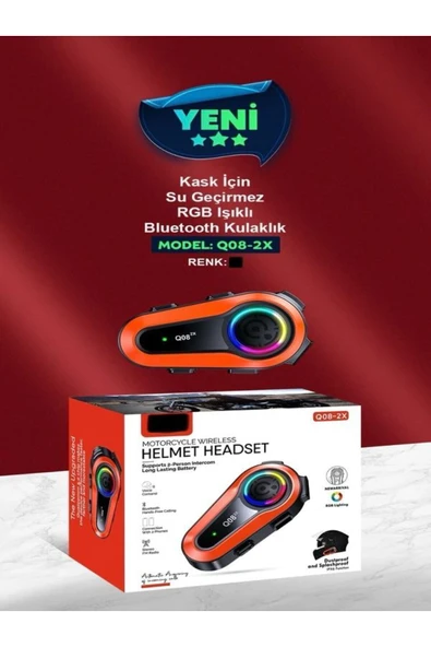 DEANB Q0082x Ipx6 Su Geçirmez Rgb 1km 2kişi Interkom/fm Radio Motosiklet Kask Kulaklık Wirelees V5.0 - Resim 8