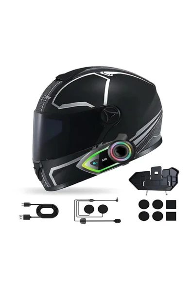 DEANB IP67 Su Geçirmez Sesli Asistan Bluetooth Motosiklet İNTERKOM RGB Işıklı Motor Kask Kulaklığı - 7
