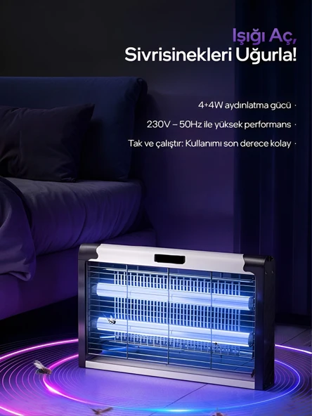 DEANB 8W Çift UVA Işık Elektrikli Sinek Öldürücü A Enerji Haşere Yok Edici Sivrisinek Kovucu Tuzak Lamba - Resim 4