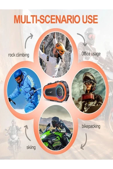 DEANB Q0082x Ipx6 Su Geçirmez Rgb 1km 2kişi Interkom/fm Radio Motosiklet Kask Kulaklık Wirelees V5.0 - Resim 6