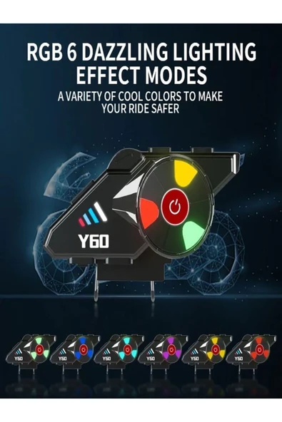 DEANB Y600 IPX6 Su Geçirmez RGB Bluetooth 5.3 Sesli Asistan İNTERKOM Kask Kulaklığı 1000MAH - Resim 5