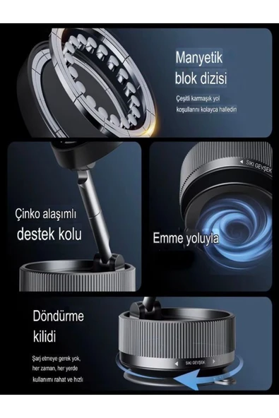 DEANB ATD 360° Mekanizmalı Katlanabilir Araç, Ev ve Ofis İçi Telefon & Navigasyon Tutucu Stand - 8