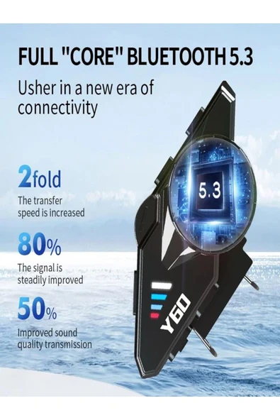 DEANB Y600 IPX6 Su Geçirmez RGB Bluetooth 5.3 Sesli Asistan İNTERKOM Kask Kulaklığı 1000MAH - Resim 3