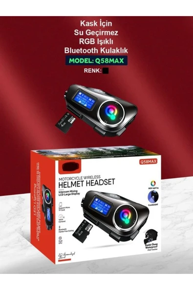 DEANB IPX6 SU GEÇİRMEZ SD KARTLI 2 KİŞİ 300M SİRİ DESTEK EQ SES İNTERKOM KASK KULAKLIĞI GÜRÜLTÜ OFF - Resim 8