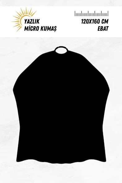 Lüx Penuar Berber Önlüğü Yazlık Mikro Kumaş 120x160 cm Model: Düz Siyah