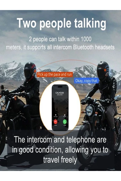 DEANB Y8002x Ip67 Su Geçirmez 2kişi 800metre Blueooth Interkom Motosiklet Kask Kulaklık - 2