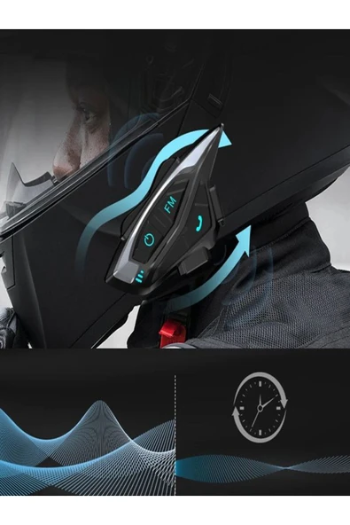 ÇELİKWORK Shark2 Motorcu Kask Kulaklığı 2 Kişi 1km Interkom Gürültü Azaltma Müzik Paylaşımı Rgb Işık Wireless - Resim 3
