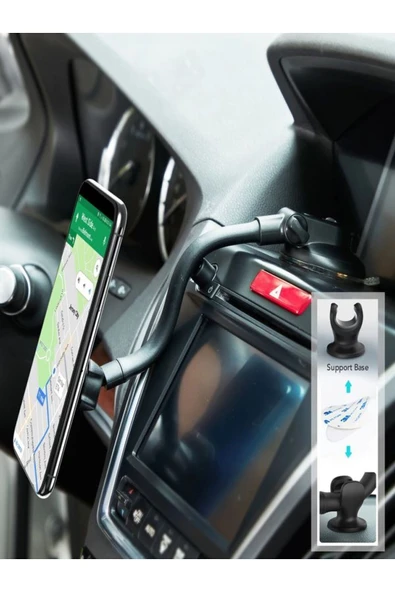 DEANB Fhd07 Neodimyum Manyetik Araç Telefon Tutucu - Universal Yapışkanlı Telefon Standı, Siyah - 6
