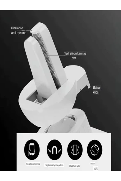 DEANB Aw2 2in1 Araç Içi Tutacak 15 Watt Wireless Magnetic Tutucu Şarj Standı - Araba Telefon Şarj Cihazı - 7