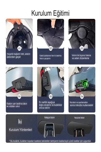 DEANB 2X Kişi İnterkom Bağlantı HD Stereo Motosiklet Kulaklığı Bluetooth Motor Kask Kulaklık Uyumlu - 3