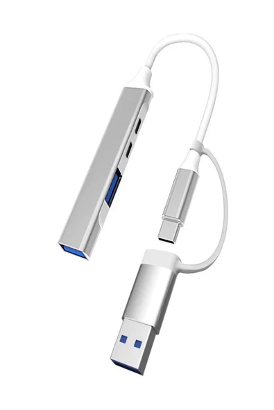 çelikwork inspiring technology FH9 4in1 USB-C HUB Dönüştürücü - 2 USB, 2 Type-C Port, Metalik USB-C Çoklayıcı Plus&Play ürün görseli 1