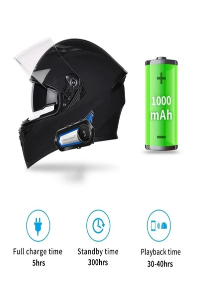 DEANB BT031 İNTERKOM 1000mAh IP67 Su Geçirmez Stereo HD Motosiklet Kablosuz Kask Kulaklığı - 7