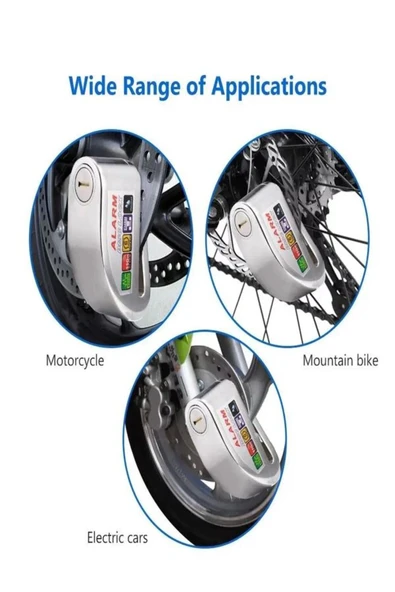 DEANB Alarmlı Disk Kilidi – Motosiklet Güvenlik Kilidi, 110db Alarm, Suya Dayanıklı, Çelik Pimli Kilit - Resim 5