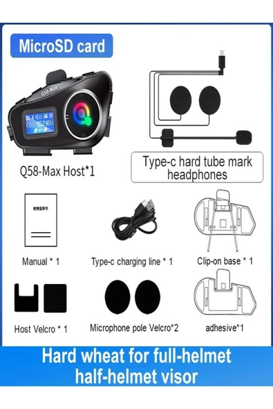 DEANB IPX6 SU GEÇİRMEZ SD KARTLI 2 KİŞİ 300M SİRİ DESTEK EQ SES İNTERKOM KASK KULAKLIĞI GÜRÜLTÜ OFF - Resim 7