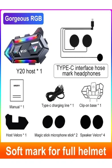 DEANB Y020 Ip67 Su Geçirmez Sesli Asistan Rgb Hd Ses Bluetooth Interkom Kask Kulaklığı - 8