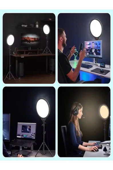 DEANB 36CM 360° Dönen LCD Göstergeli LED Işık - Fotoğraf ve Video Çekimleri İçin Filtreli ve Göz Korumalı - 8